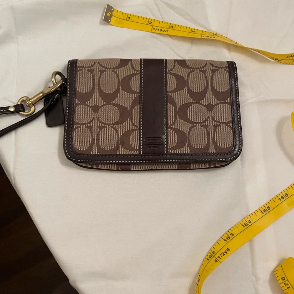 Coach Tan and Brown Wristlet